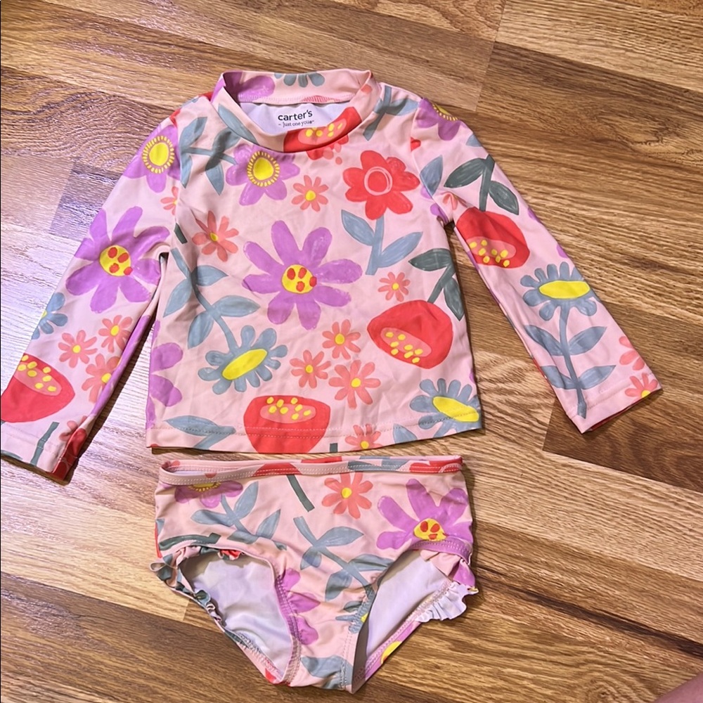Carter's Pink Floral Kids Swim Set